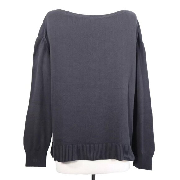 Everlane Women's Large Black Relaxed V-Neck Sweater Cotton Pullover Long Sleeve - Picture 5 of 6
